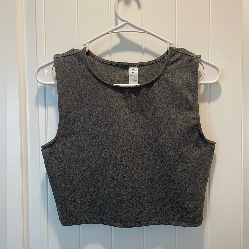 Grey crop tank top , workout top